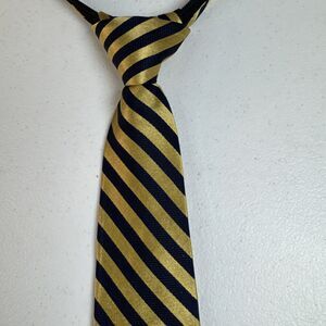 NAUTICA Boys Zipper Blue Yellow Striped  100% Silk Necktie
